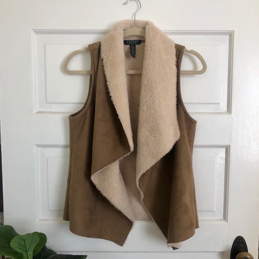 Ralph Lauren Faux Suede Draped Vest